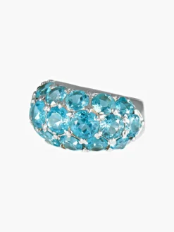 Bague Boule Topazes bleues