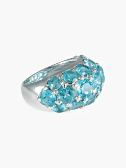 Bague Boule Topazes bleues