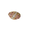 Bague Boule torsade or jaune, diamants et rubis