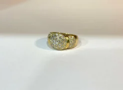 Bague boule vintage en or jaune 18 carats et diamants