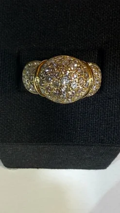 Bague boule vintage en or jaune 18 carats et diamants