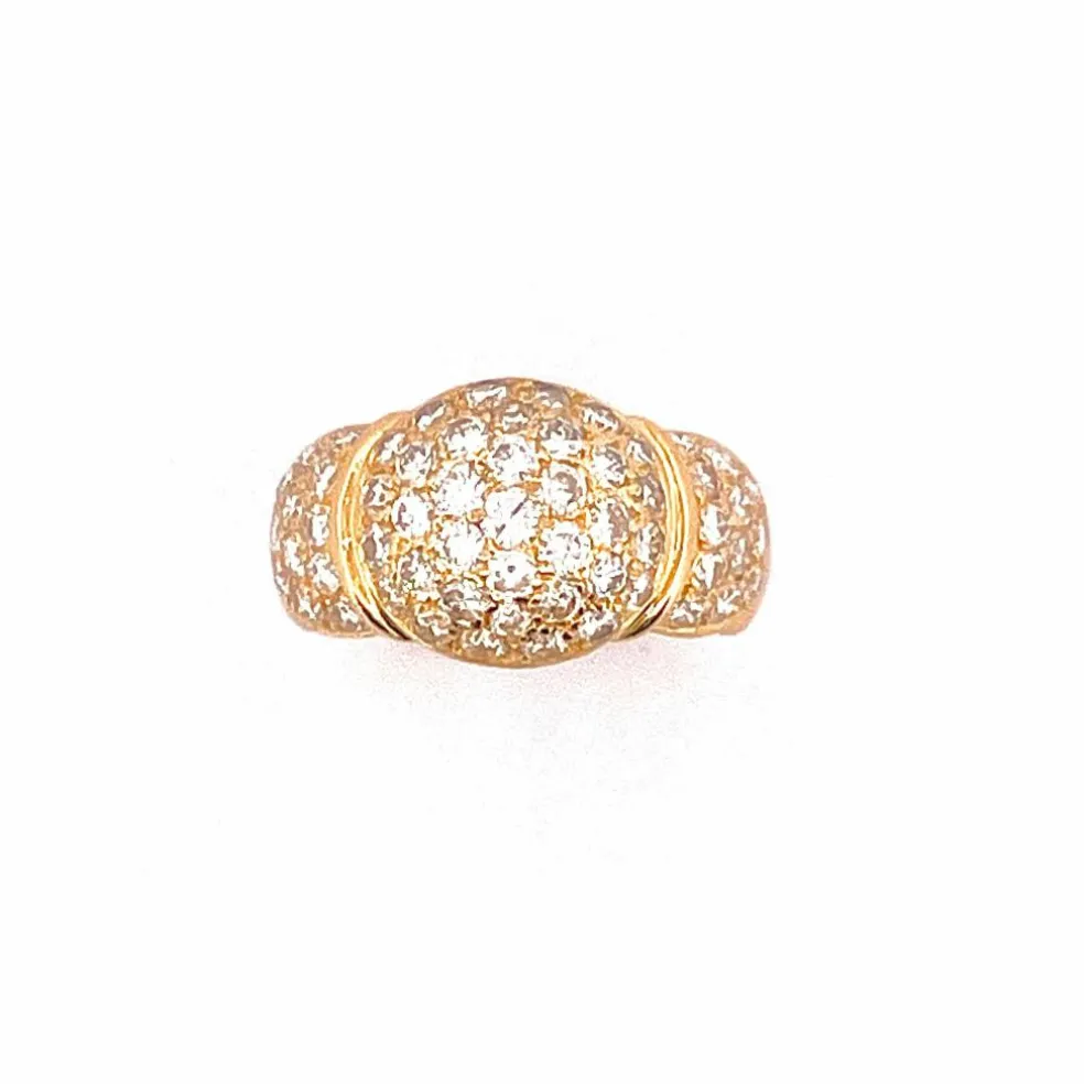 Bague boule vintage en or jaune 18 carats et diamants