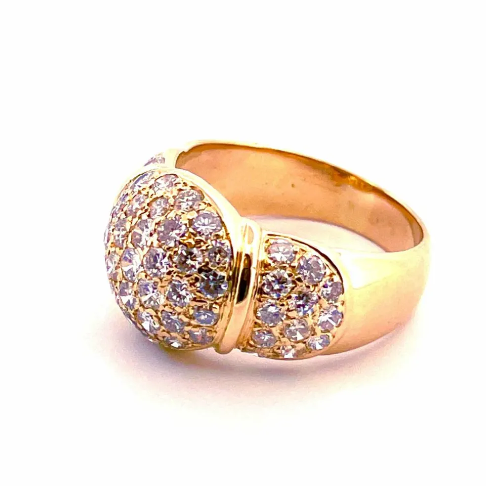 Bague boule vintage en or jaune 18 carats et diamants