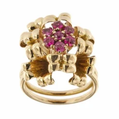 Bague bouquet avec rubis
