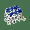 Bague Bouquet or blanc saphirs et diamants