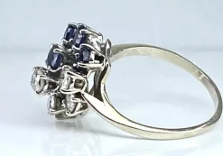 Bague Bouquet or blanc saphirs et diamants
