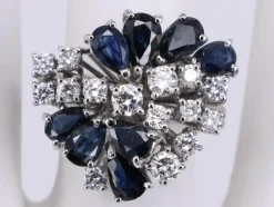 Bague Bouquet saphirs et diamants en or blanc