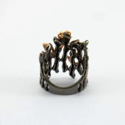 Bague Branche Papillons Saphirs roses et jaunes Diamants