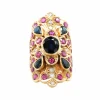 Bague Brillant Or Jaune, Saphir et Rubis