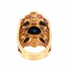 Bague Brillant Or Jaune, Saphir et Rubis