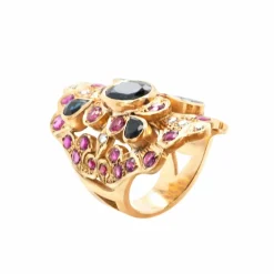 Bague Brillant Or Jaune, Saphir et Rubis