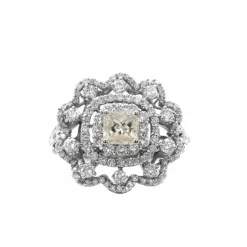 Bague Brillant Princesse Or Blanc et Diamant