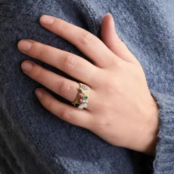 BAGUE "BUTTERFLY" DIAMANTS RUBIS SAPHIR EMERAUDE