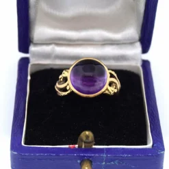 Bague cabochon améthyste