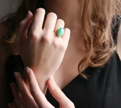 Bague cabochon de jade