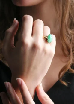 Bague cabochon de jade