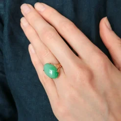 Bague cabochon de jade