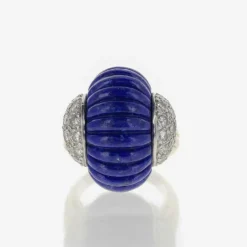 Bague cabochon lapis-lazuli Or Et Diamants