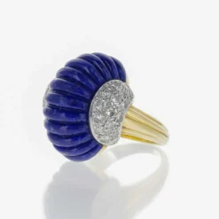 Bague cabochon lapis-lazuli Or Et Diamants