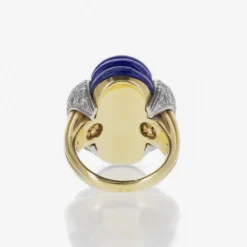 Bague cabochon lapis-lazuli Or Et Diamants