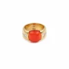 Bague cabochon opale de feu diamants or jaune