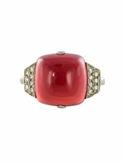 Bague Calcédoine pain de sucre et Diamants