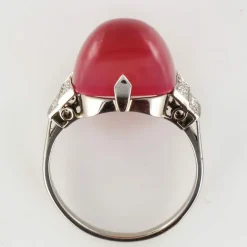 Bague Calcédoine pain de sucre et Diamants