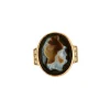 BAGUE CAMEE FIN ANCIEN ONYX OR DIAMANTS