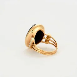 BAGUE CAMEE FIN ANCIEN ONYX OR DIAMANTS