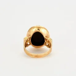 BAGUE CAMEE FIN ANCIEN ONYX OR DIAMANTS