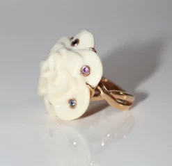 Bague Camélia Saphirs Et Améthystes