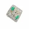 Bague carrée diamants émeraudes