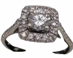 Bague Carrée Or Gris & Diamants