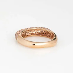 Bague Carrée Saphir Rose Pavé Or Rose