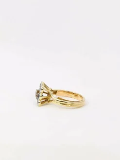 Bague carrée saphirs diamants taille ancienne