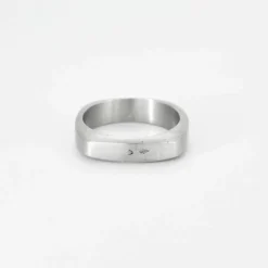 BAGUE CARREE OR BLANC BROSSE