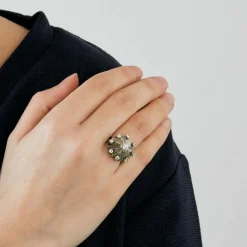 Bague Carrousel - platine, or gris et diamants