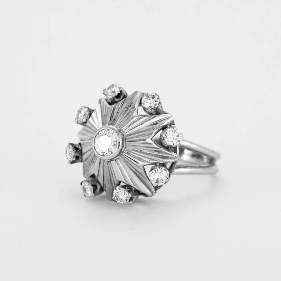 Bague Carrousel - platine, or gris et diamants