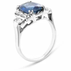 Bague Ceylan or gris saphir bleu diamants