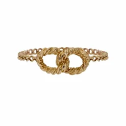 Bague chaine or jaune boucles entrelacées