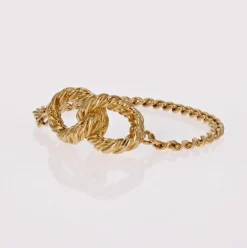 Bague chaine or jaune boucles entrelacées