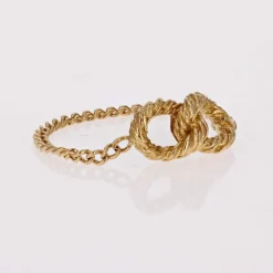Bague chaine or jaune boucles entrelacées