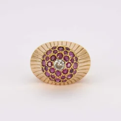 Bague Champignon Diamant Rubis