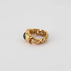 Bague chaîne en Or jaune & saphir