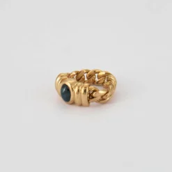 Bague chaîne en Or jaune & saphir