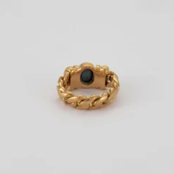Bague chaîne en Or jaune & saphir