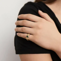Bague chaîne en Or jaune & saphir