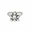 Bague chaton carré, or gris et diamants