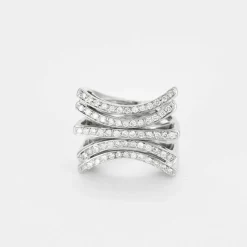 Bague chevalière 5 rangs diamants
