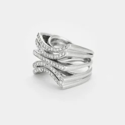 Bague chevalière 5 rangs diamants